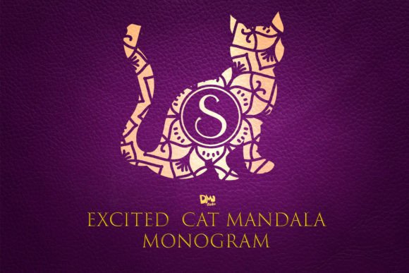 Excited Cat Mandala Monogram: A Decorative Font for Cat-Themed Campaigns