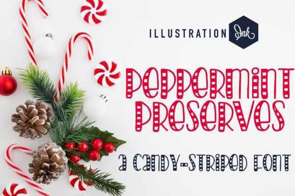 Peppermint Preserves: A Festive Decorative Font for Creative Designs