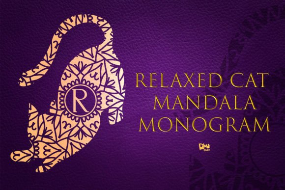 Relaxed Cat Mandala Monogram: A Designer’s Go-To Decorative Font for Cat-Themed Branding